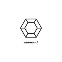 Vector sign diamond symbol is isolated on a white background. icon color editable.