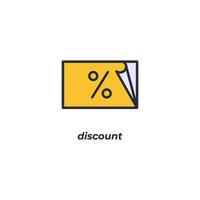 Vector sign discount symbol is isolated on a white background. icon color editable.