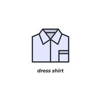 Vector sign dress shirt symbol is isolated on a white background. icon color editable.