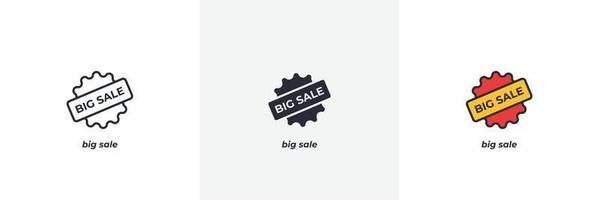 big sale icon. Line, solid and filled outline colorful version, outline and filled vector sign. Idea Symbol, logo illustration. Vector graphics