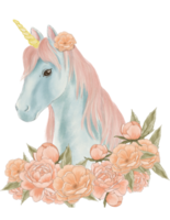 fiaba magico unicorno con arcobaleno criniera, cartolina con unicorno png