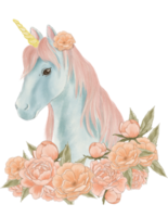 licorne magique de conte de fées avec crinière arc-en-ciel, carte postale avec licorne png