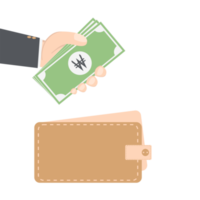 zakenman hand- Holding geld voor besparing in handtas portemonnee png