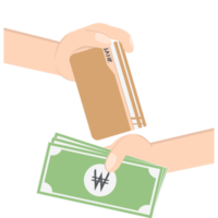 hand holding bank saving book and money collection png