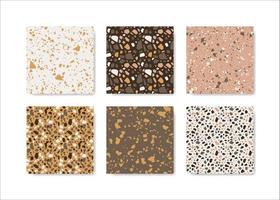 Set of terrazzo seamless patterns. Terrazzo floor pattern. Terrazzo seamless pattern. Collection of terrazzo pattern vector