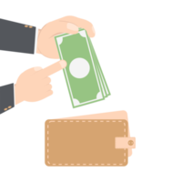 bussinesman hand holding money for saving in purse wallet png