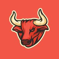 ilustración de diseño de logotipo de cabeza de toro rojo vector