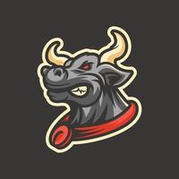 ilustración de diseño de logotipo de cabeza de toro negro vector