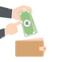 bussinesman hand holding money for saving in purse wallet png