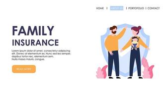 Family insurance landing page template. Insurance, healthcare concept banner vector