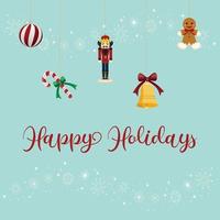 Happy Holidays Christmas Ornaments vector illustration background