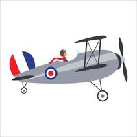 Old fashioned world war one fighter biplane isolated vector illustration graphic icon