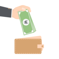 bussinesman hand holding money for saving in purse wallet png