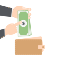 bussinesman hand holding money for saving in purse wallet png