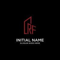 RF initial monogram with building logo design vector