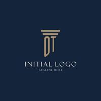 OT initial monogram logo for law office, lawyer, advocate with pillar style vector