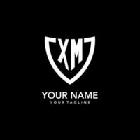 XM monogram initial logo with clean modern shield icon design vector
