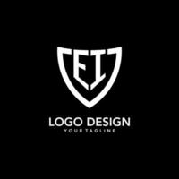 EI monogram initial logo with clean modern shield icon design vector