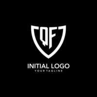 QF monogram initial logo with clean modern shield icon design vector