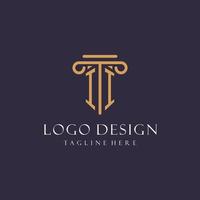 II monogram initials design for law firm, lawyer, law office with pillar style vector