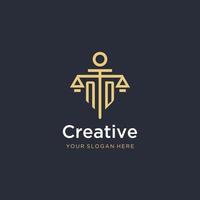 ND initial monogram logo with scale and pillar style design vector