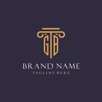 GB monogram initials design for law firm, lawyer, law office with pillar style vector