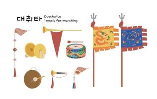 Korean traditional musical instrument. A traditional musical instrument used in royal marches and army marches. vector