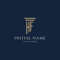 HF initial monogram logo for law office, lawyer, advocate with pillar style vector