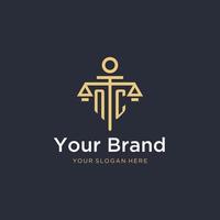 NC initial monogram logo with scale and pillar style design vector