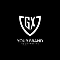 GX monogram initial logo with clean modern shield icon design vector