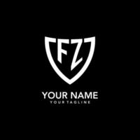 FZ monogram initial logo with clean modern shield icon design vector