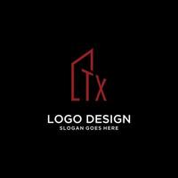 TX initial monogram with building logo design vector