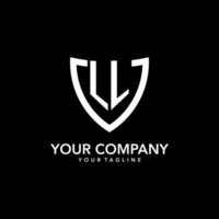 LL monogram initial logo with clean modern shield icon design vector