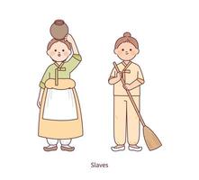 Joseon, an old Korean nation. Pub owner, jobless man, servant, entertainer costume characters. vector