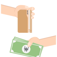 hand holding bank saving book and money collection png