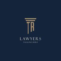 TR initial monogram logo for law office, lawyer, advocate with pillar style vector