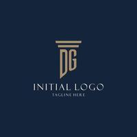 DG initial monogram logo for law office, lawyer, advocate with pillar style vector