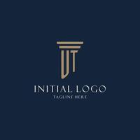 UT initial monogram logo for law office, lawyer, advocate with pillar style vector