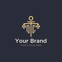 DC initial monogram logo with scale and pillar style design vector