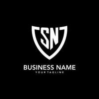 SN monogram initial logo with clean modern shield icon design vector