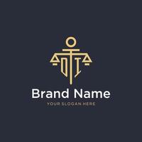 DI initial monogram logo with scale and pillar style design vector