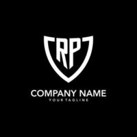 RP monogram initial logo with clean modern shield icon design vector