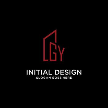 GY initial monogram with building logo design vector