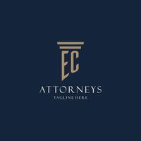 EC initial monogram logo for law office, lawyer, advocate with pillar style vector