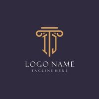 IJ monogram initials design for law firm, lawyer, law office with pillar style vector