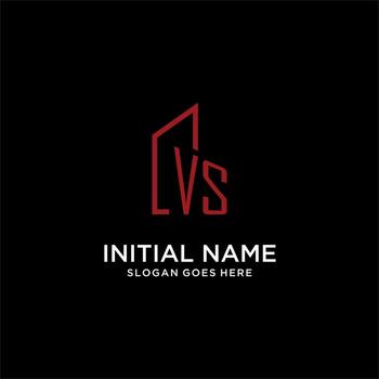 VS initial monogram with building logo design vector