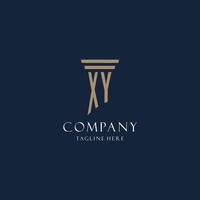 XY initial monogram logo for law office, lawyer, advocate with pillar style vector