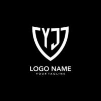 YJ monogram initial logo with clean modern shield icon design vector