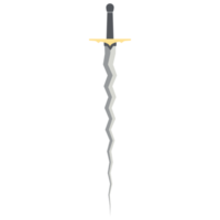 Sword Zigzag Long Keris One Handed Two Side Sharp Swords Knight Weapon png