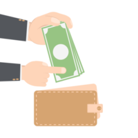 bussinesman hand holding money for saving in purse wallet png